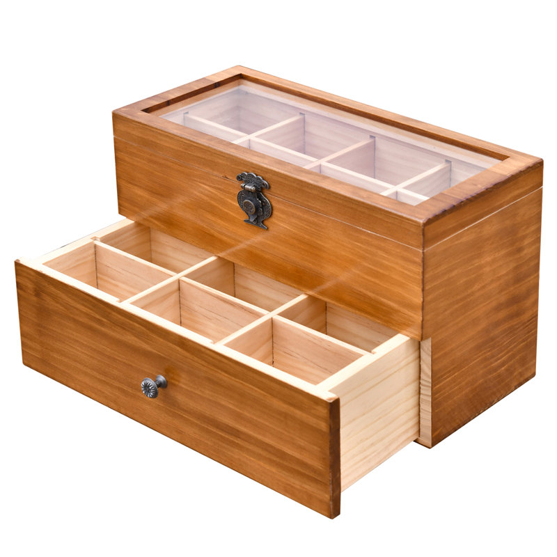 Welland Industries LLC Large Capacity Vintage Wood Tea Box & Reviews